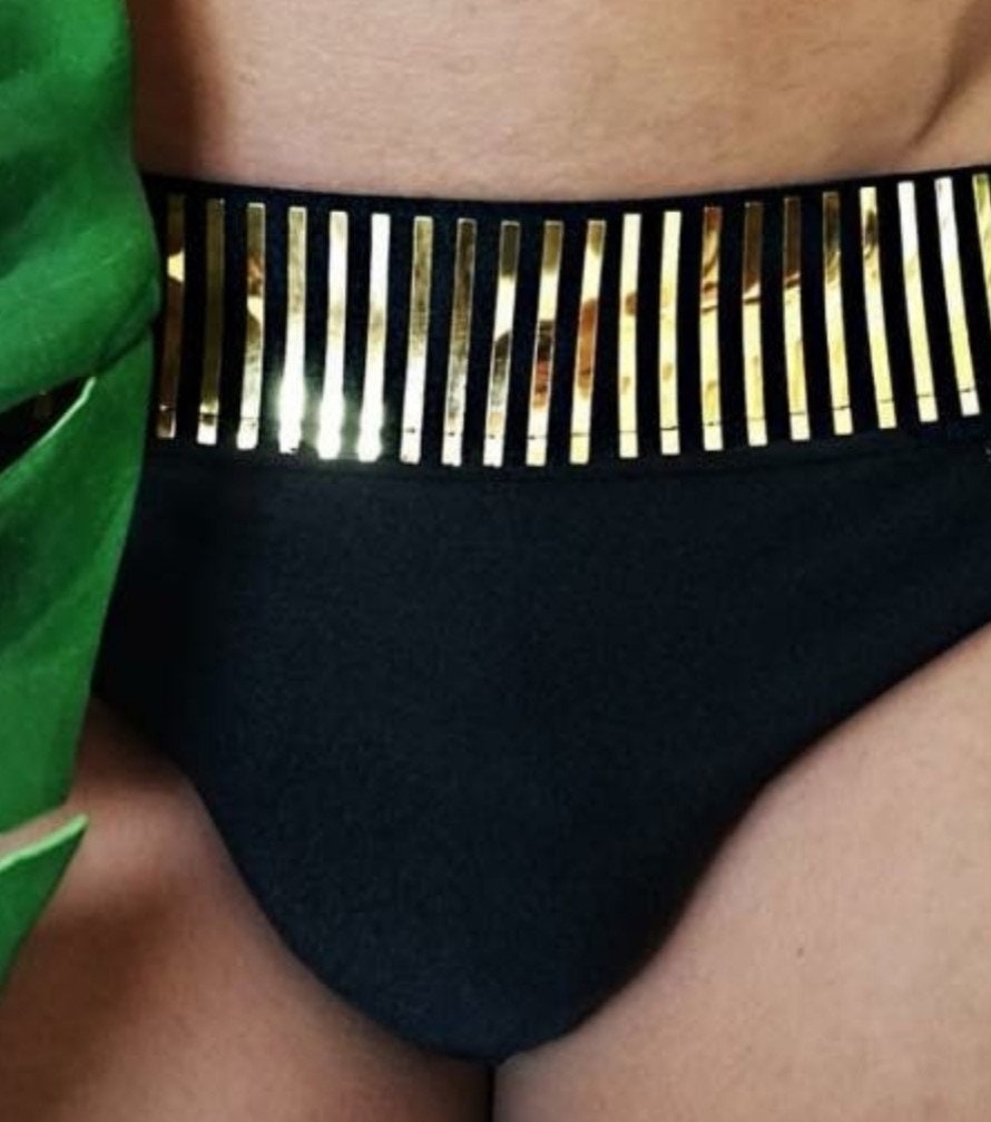 Black & Gold Jockstrap, Man Underwear, Gay Outfit