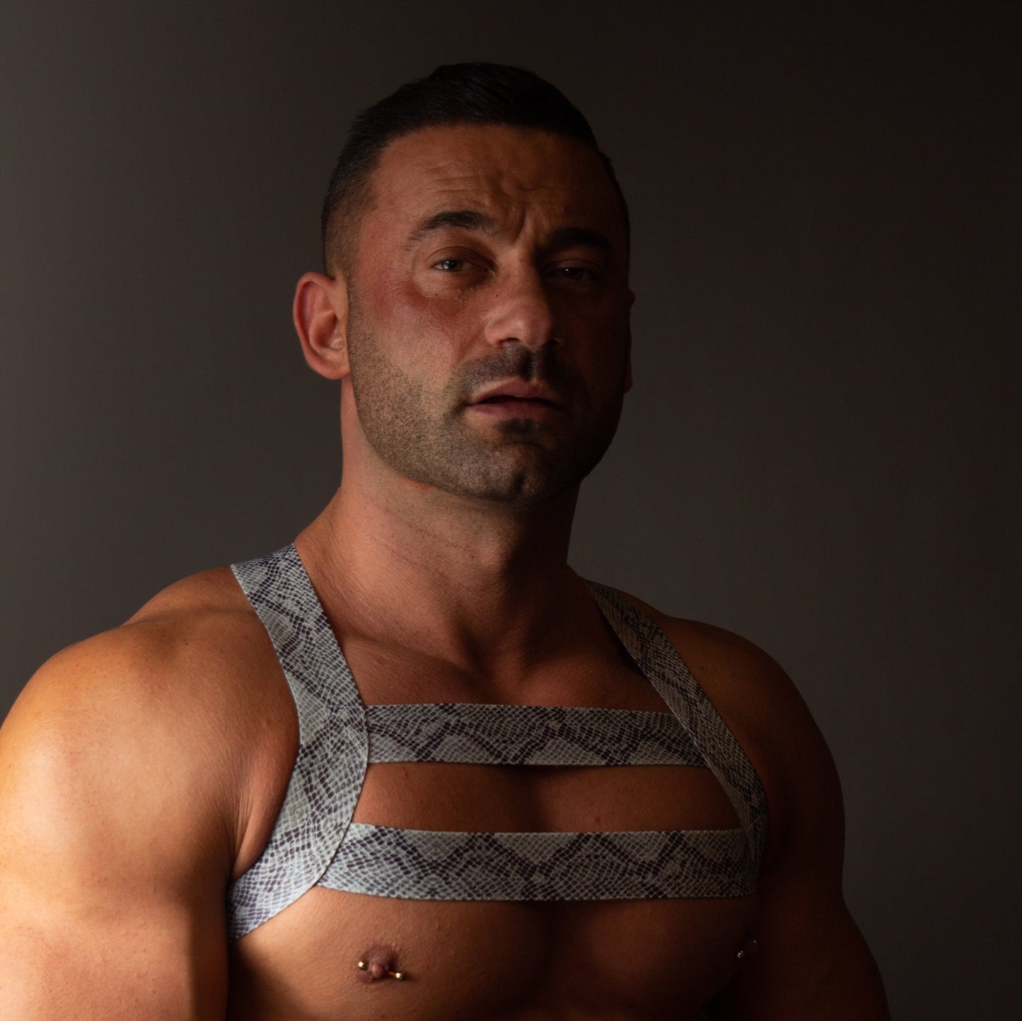 Snakeskin Elastic Men's Body Harness: Gay Clubwear Outfit