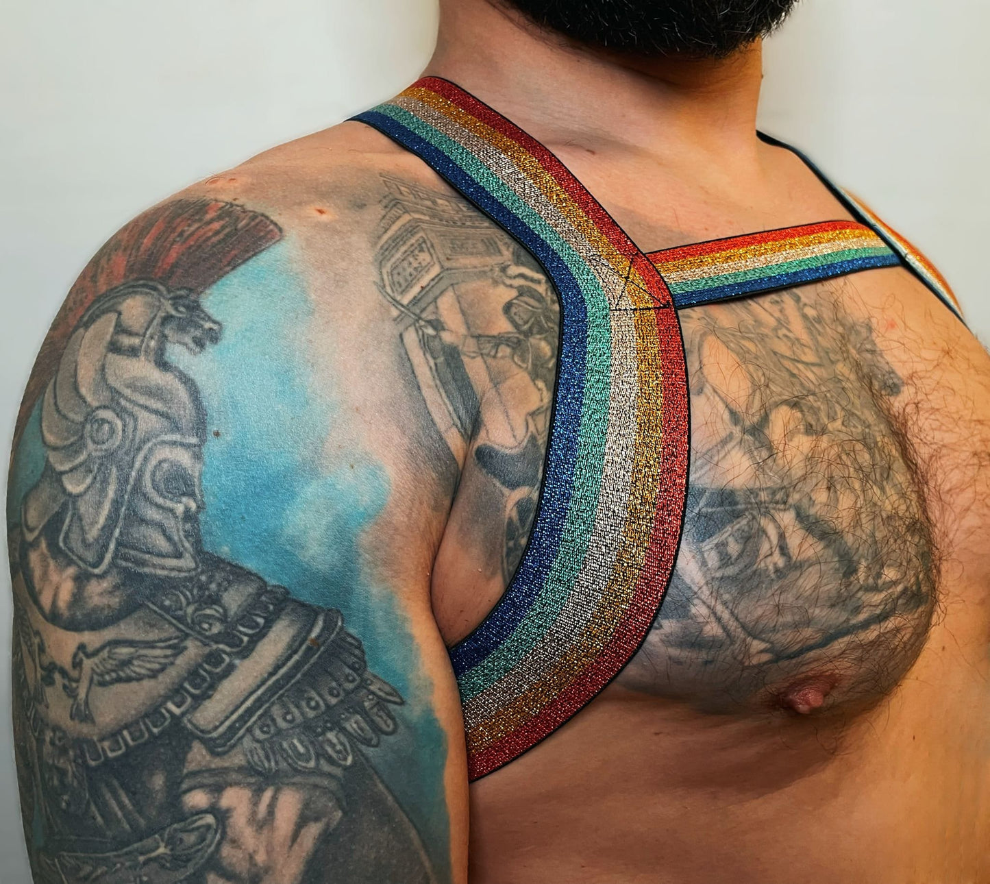 Men's Rainbow Elastic Body Chest Harness: Clubwear Costume