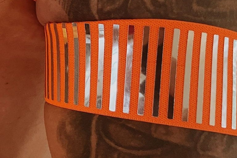 Neon Orange Elastic Chest Harness: Circuit Rave Outfit