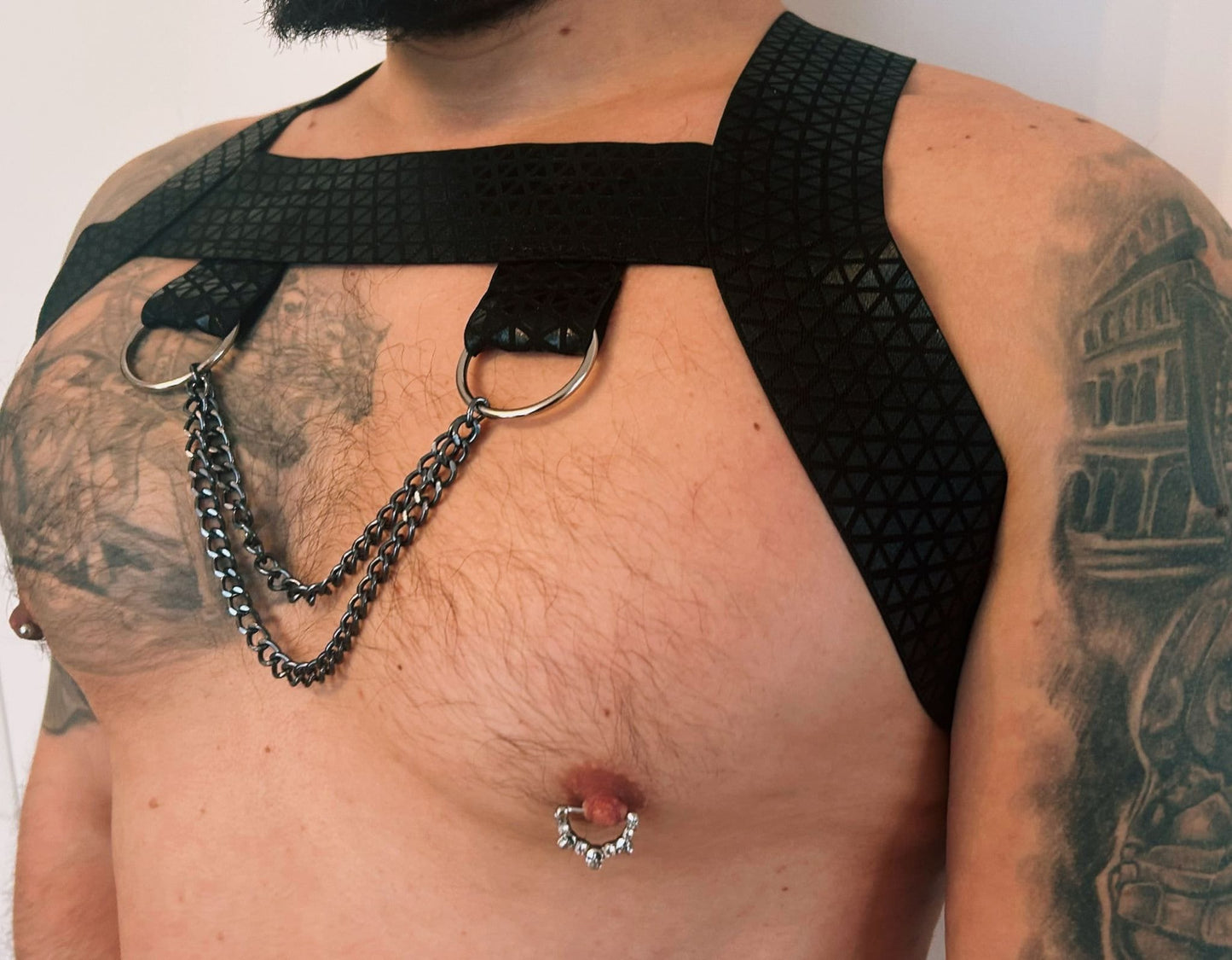 Handmade Fetish eco leather elastic gay male party pride LGBTQ outfit harness ecoleather