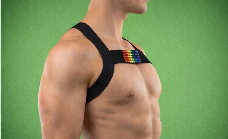 Simple Rainbow Elastic Pride Harness - Hand-Stoned