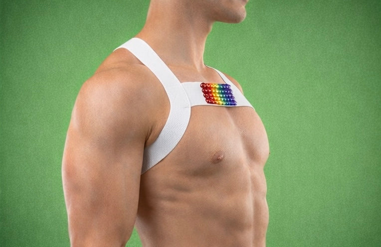 Simple Rainbow Elastic Pride Harness - Hand-Stoned