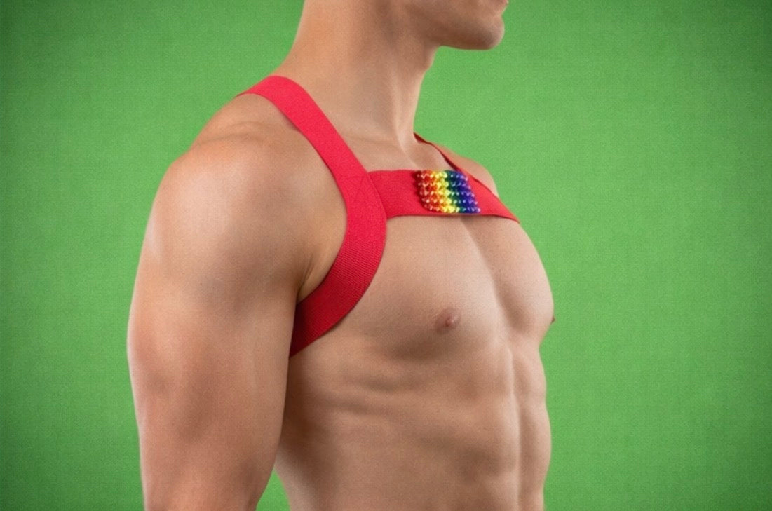 Simple Rainbow Elastic Pride Harness - Hand-Stoned