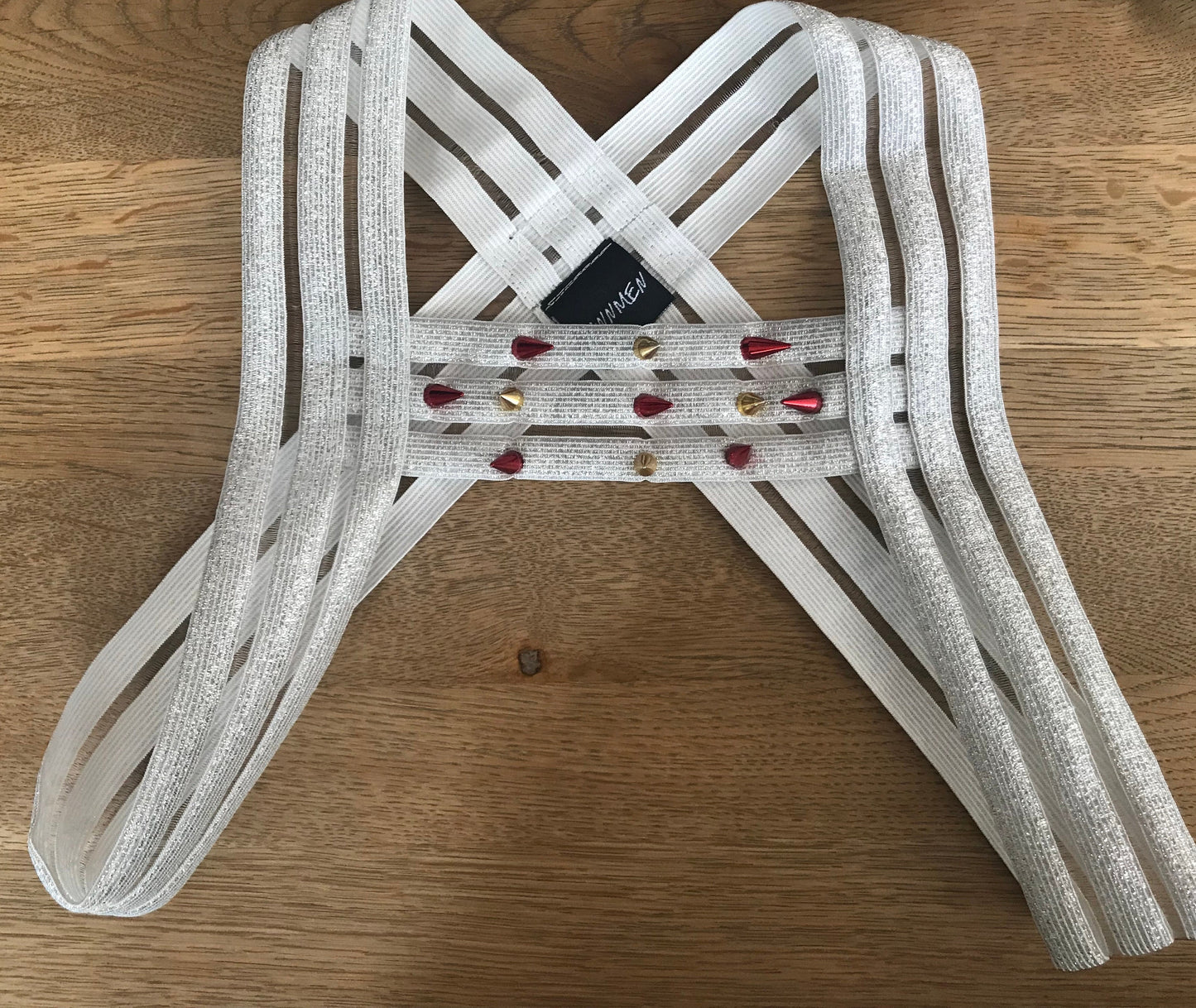 White Elastic Chest Harness: Gay Pride Clubwear