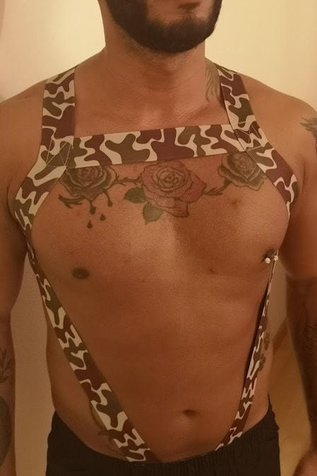 Military Camo Elastic Chest Harness: Men's Fashion Outfit