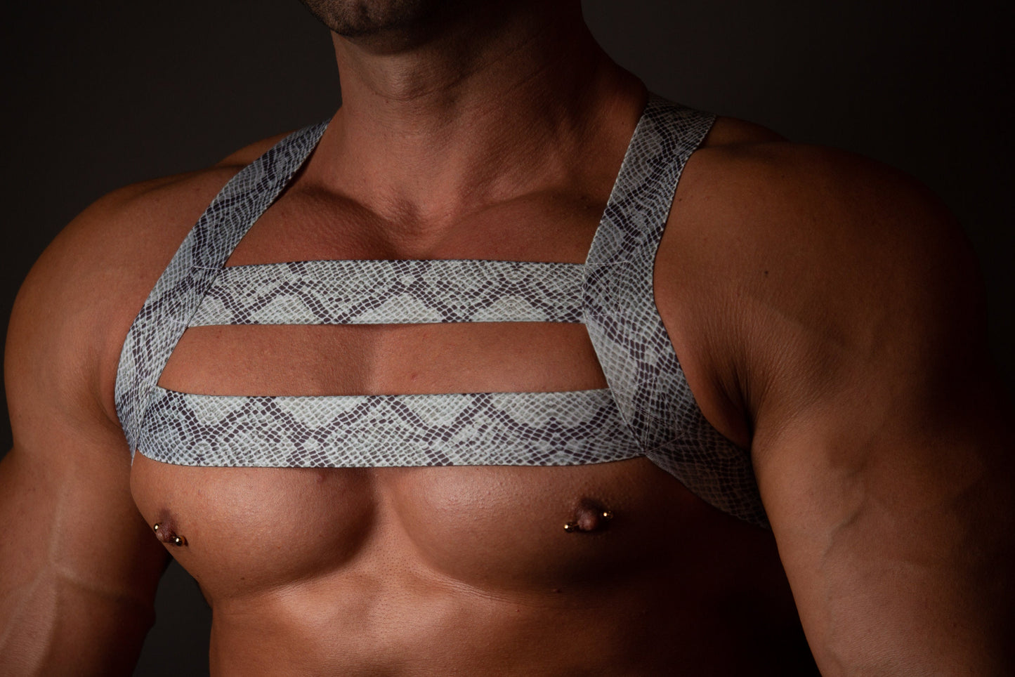 Snakeskin Elastic Men's Body Harness: Gay Clubwear Outfit
