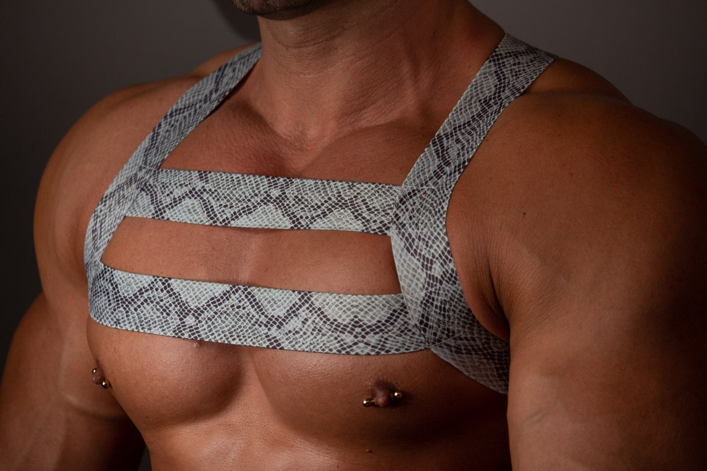 Snakeskin Elastic Men's Body Harness: Gay Clubwear Outfit