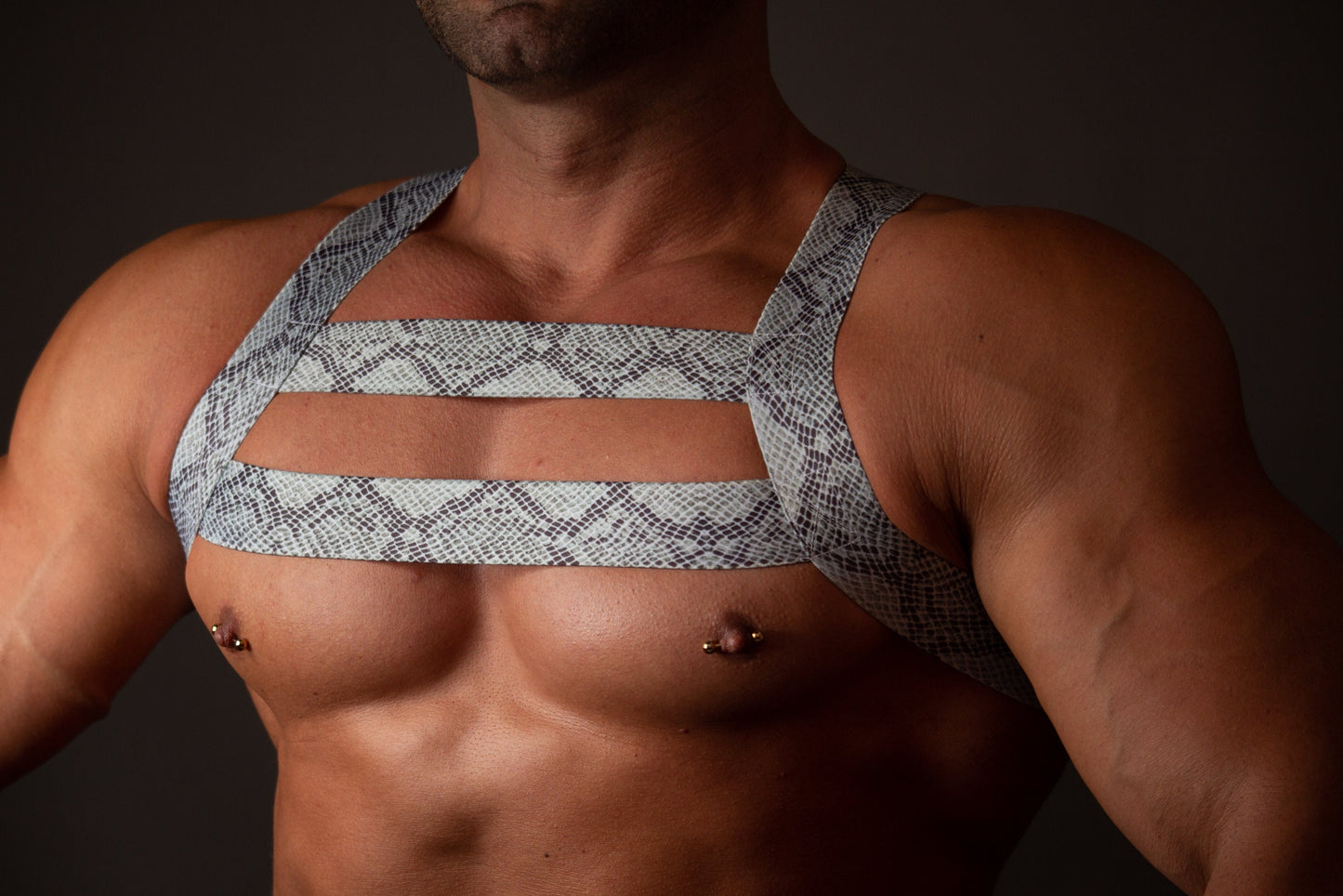 Snakeskin Elastic Men's Body Harness: Gay Clubwear Outfit