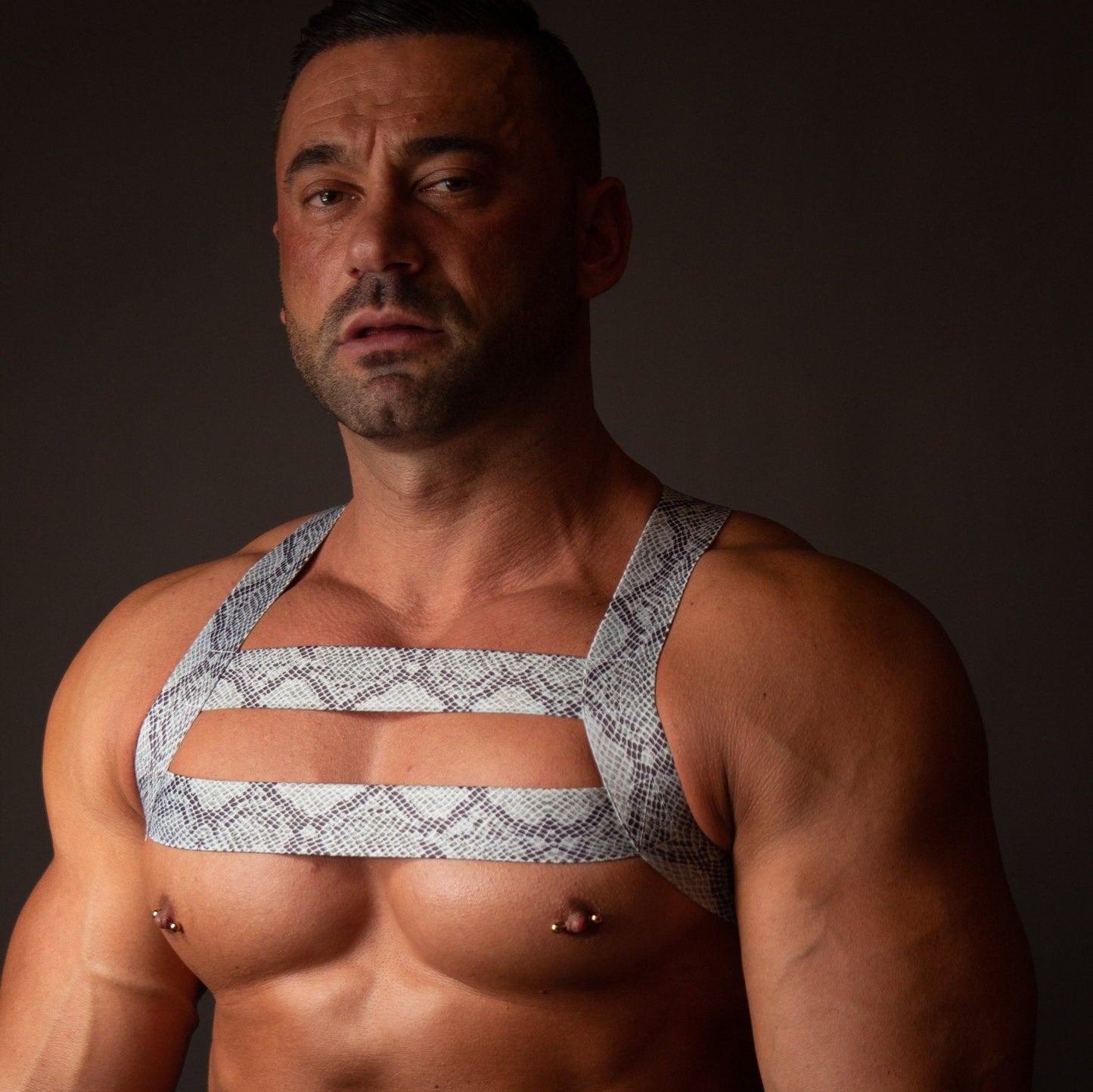 Snakeskin Elastic Men's Body Harness: Gay Clubwear Outfit