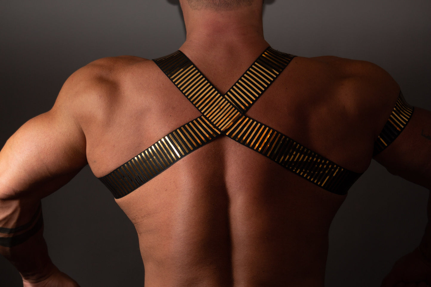 Golden Elastic Shoulder Harness - Gay Pride Outfit