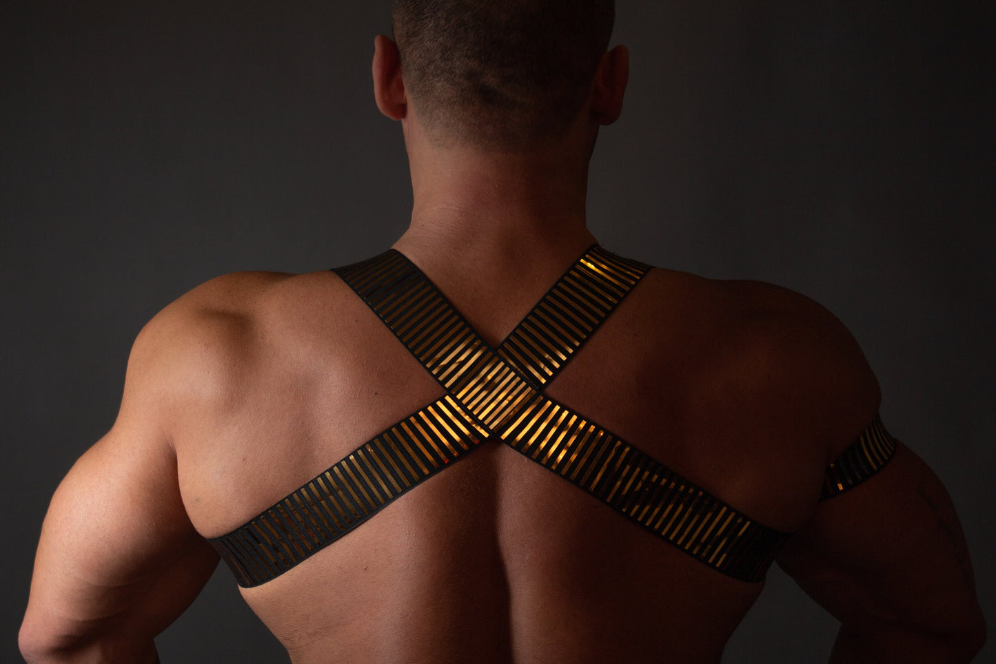 Golden Elastic Shoulder Harness - Gay Pride Outfit