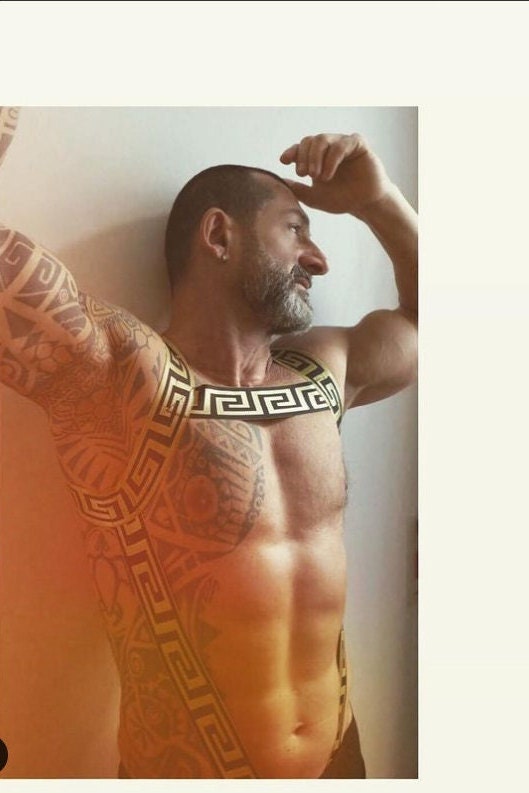 Greek Style Elastic Men's Harness: Handmade LGBT Pride Clubwear