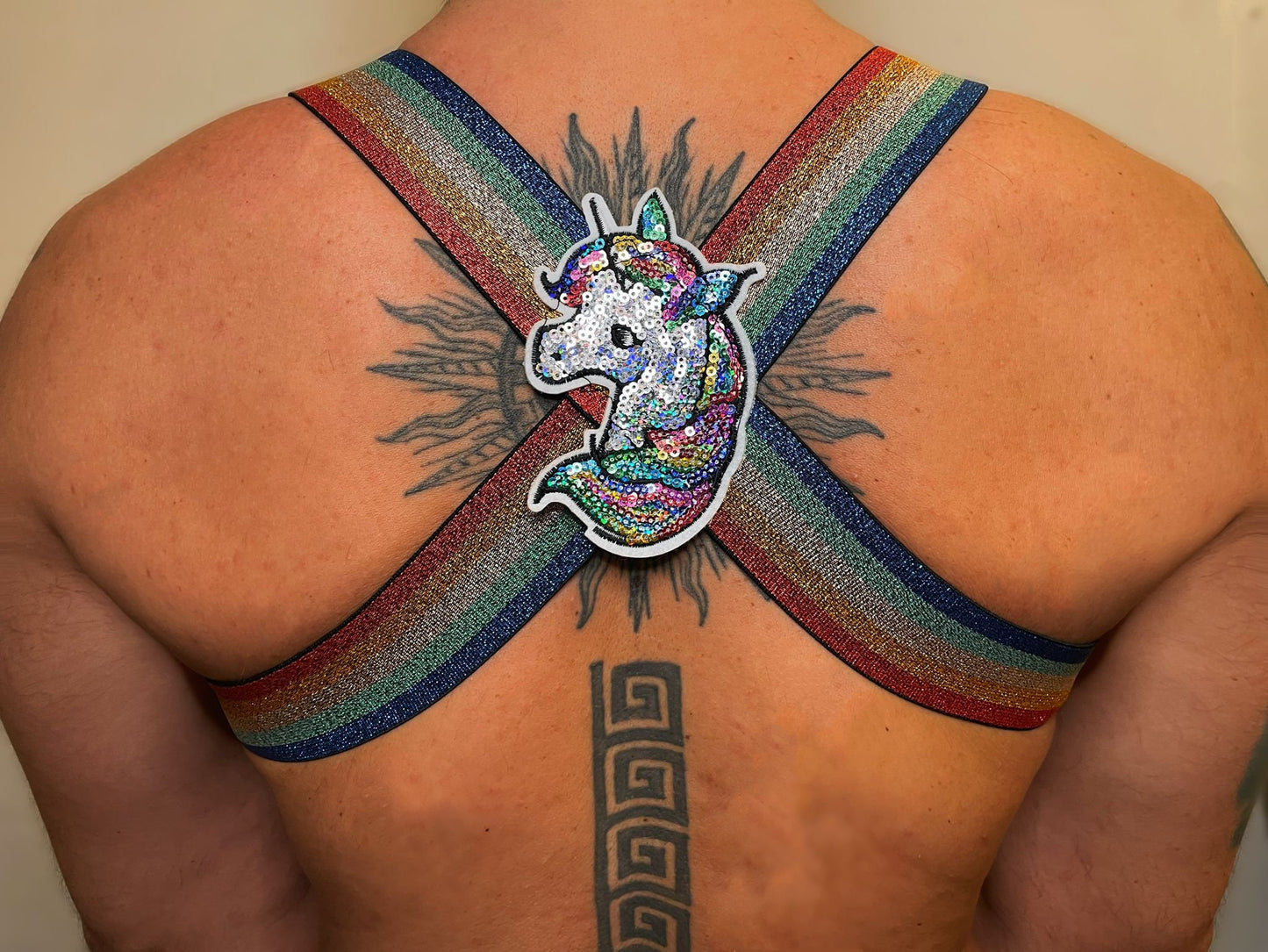 Men's Rainbow Elastic Body Chest Harness: Clubwear Costume