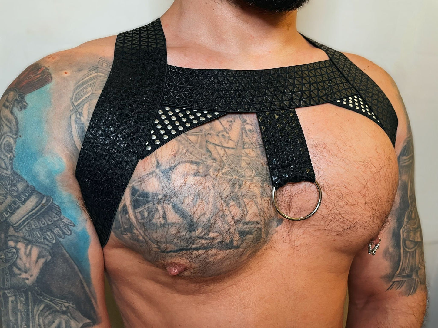 Fetish leather elastic gay prideLGBTQ outfit man men male sexy party harness.