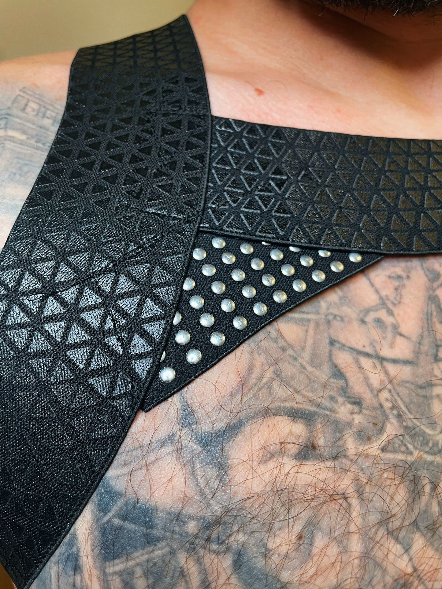 Fetish leather elastic gay prideLGBTQ outfit man men male sexy party harness.