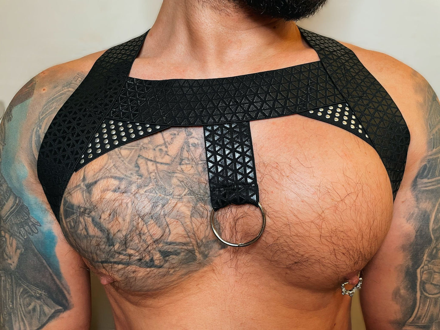 Fetish leather elastic gay prideLGBTQ outfit man men male sexy party harness.