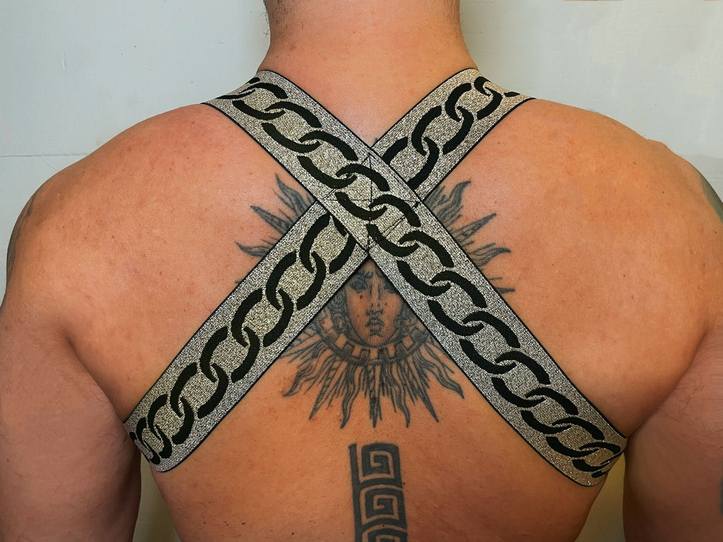 Elastic fetish harness two faces two sides gay pride party outfit unique