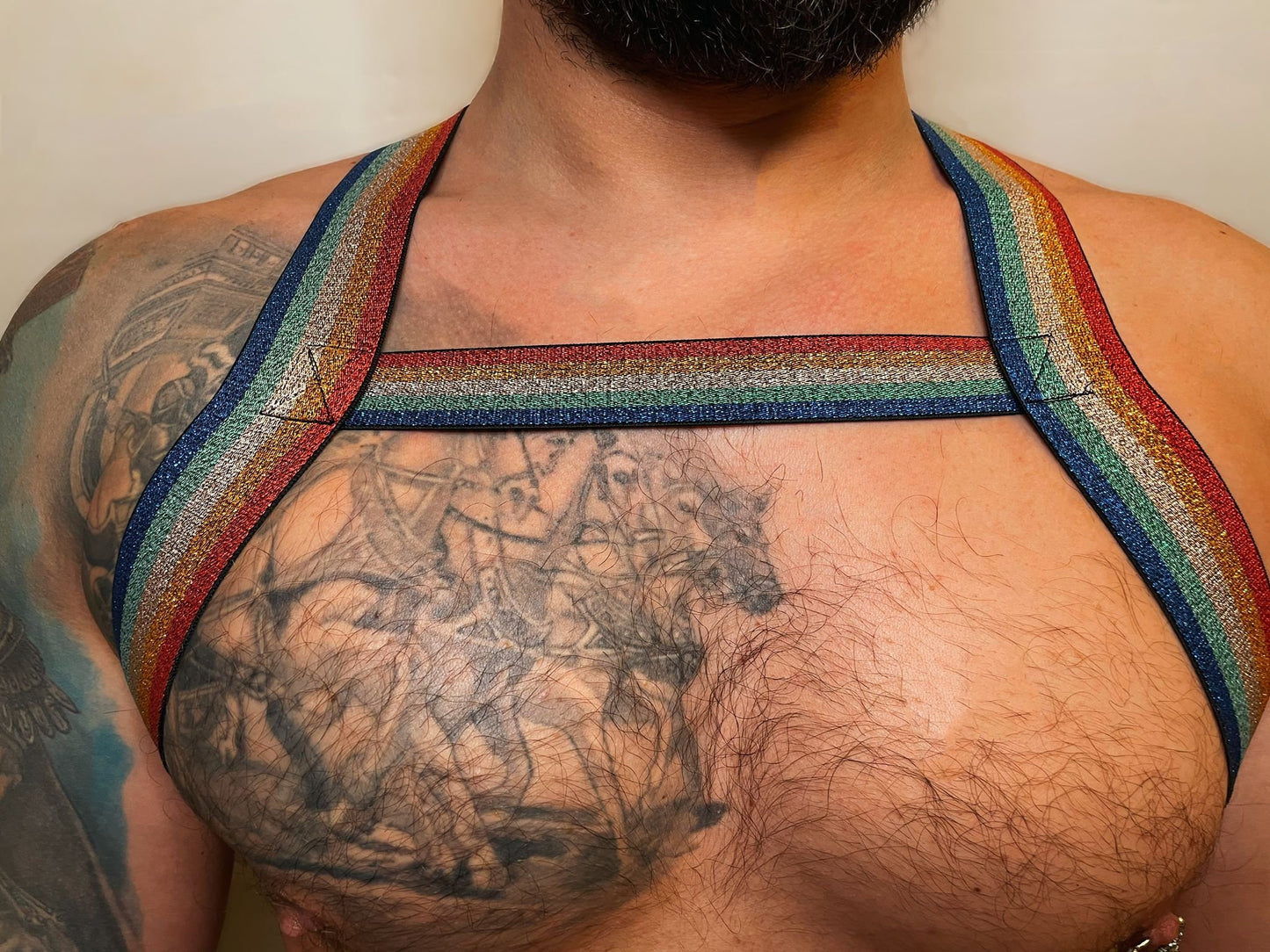 Men's Rainbow Elastic Body Chest Harness: Clubwear Costume