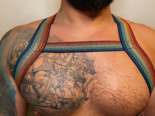 Men's Rainbow Elastic Body Chest Harness: Clubwear Costume