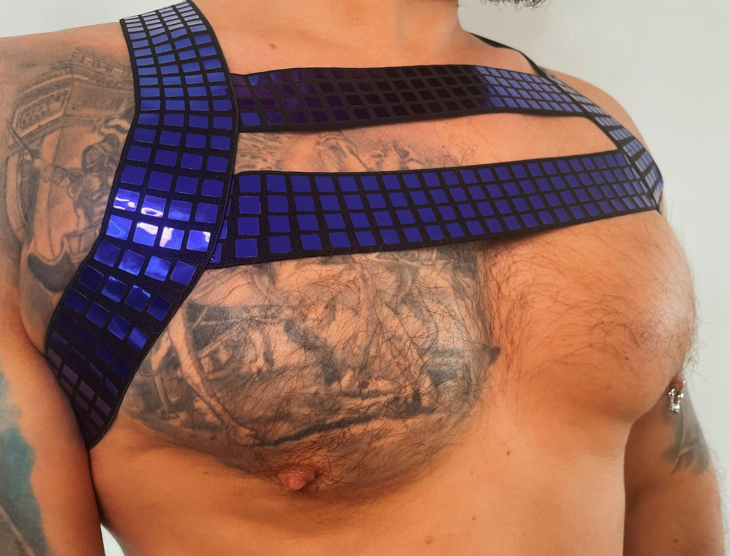 Reflective Elastic Body Harness: Purple Blue Laser Armband, Clubwear Costume