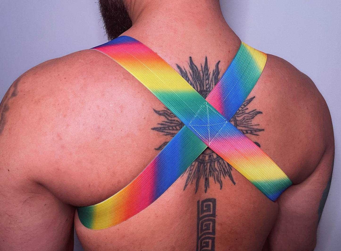 Rainbow Pride Chest Harness: Elastic Body Straps, Clubwear Outfit