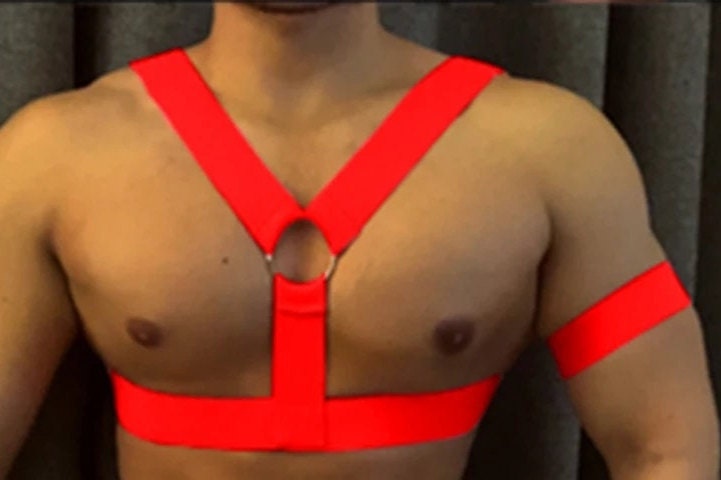 Elastic body chest men harness with ring soft wide elastic band bondage nightclub gay lingerie underwear clubwear stage costume