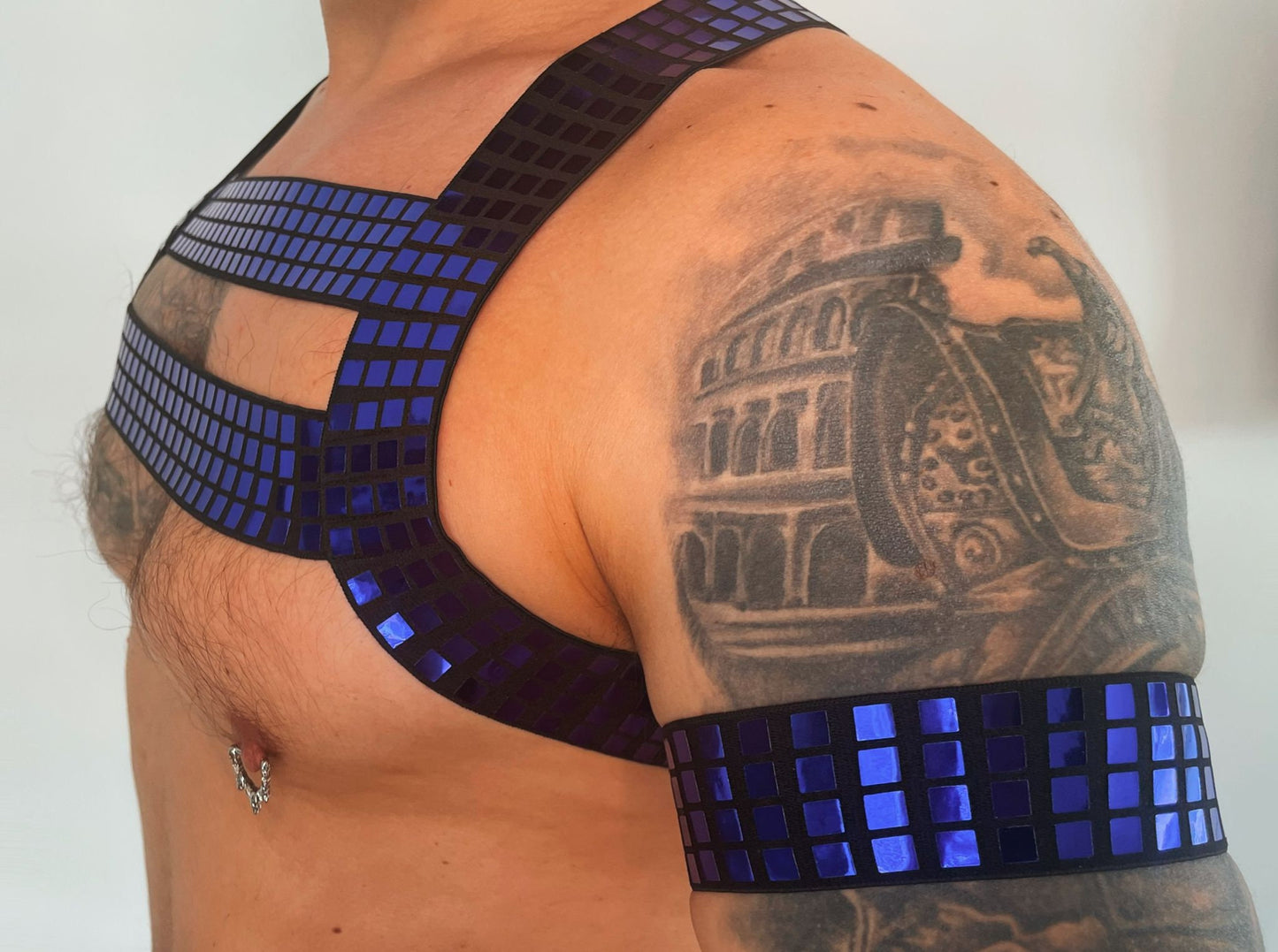 Reflective Elastic Body Harness: Purple Blue Laser Armband, Clubwear Costume