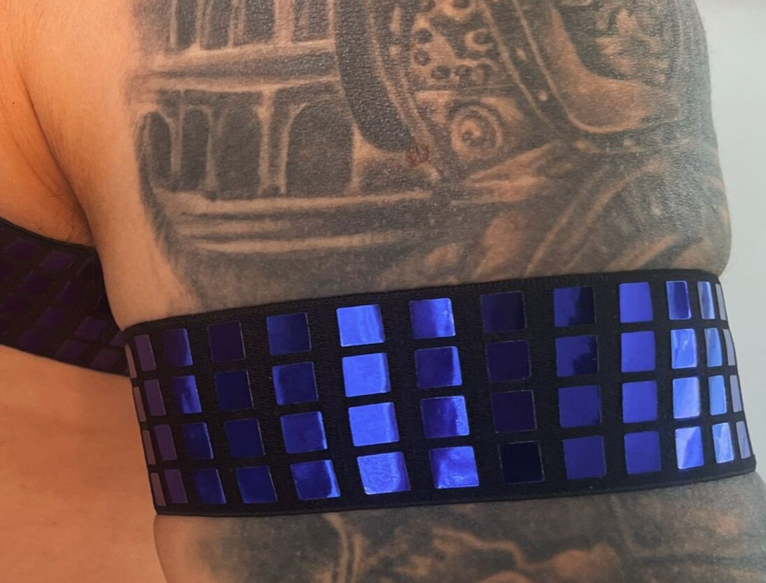 Reflective Elastic Body Harness: Purple Blue Laser Armband, Clubwear Costume