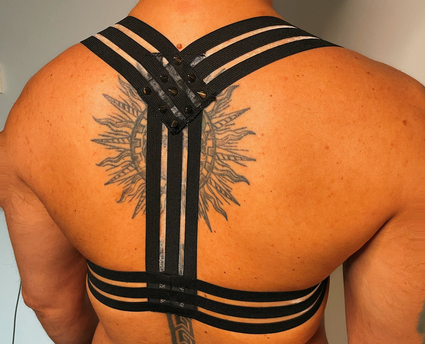 Spiked Elastic Body Harness: Gothic Men's Clubwear