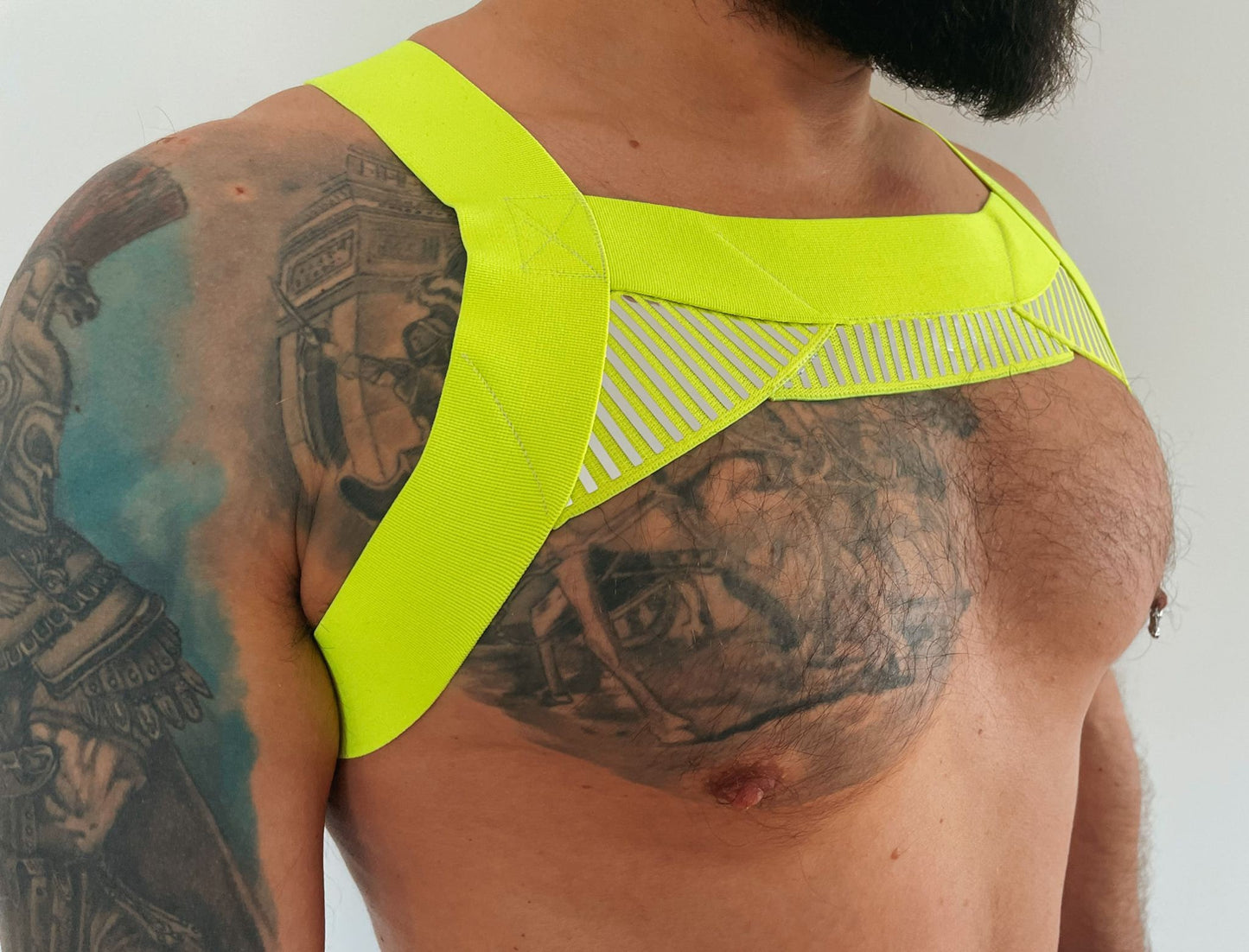 Neon Green Elastic Chest Harness with Arm Band