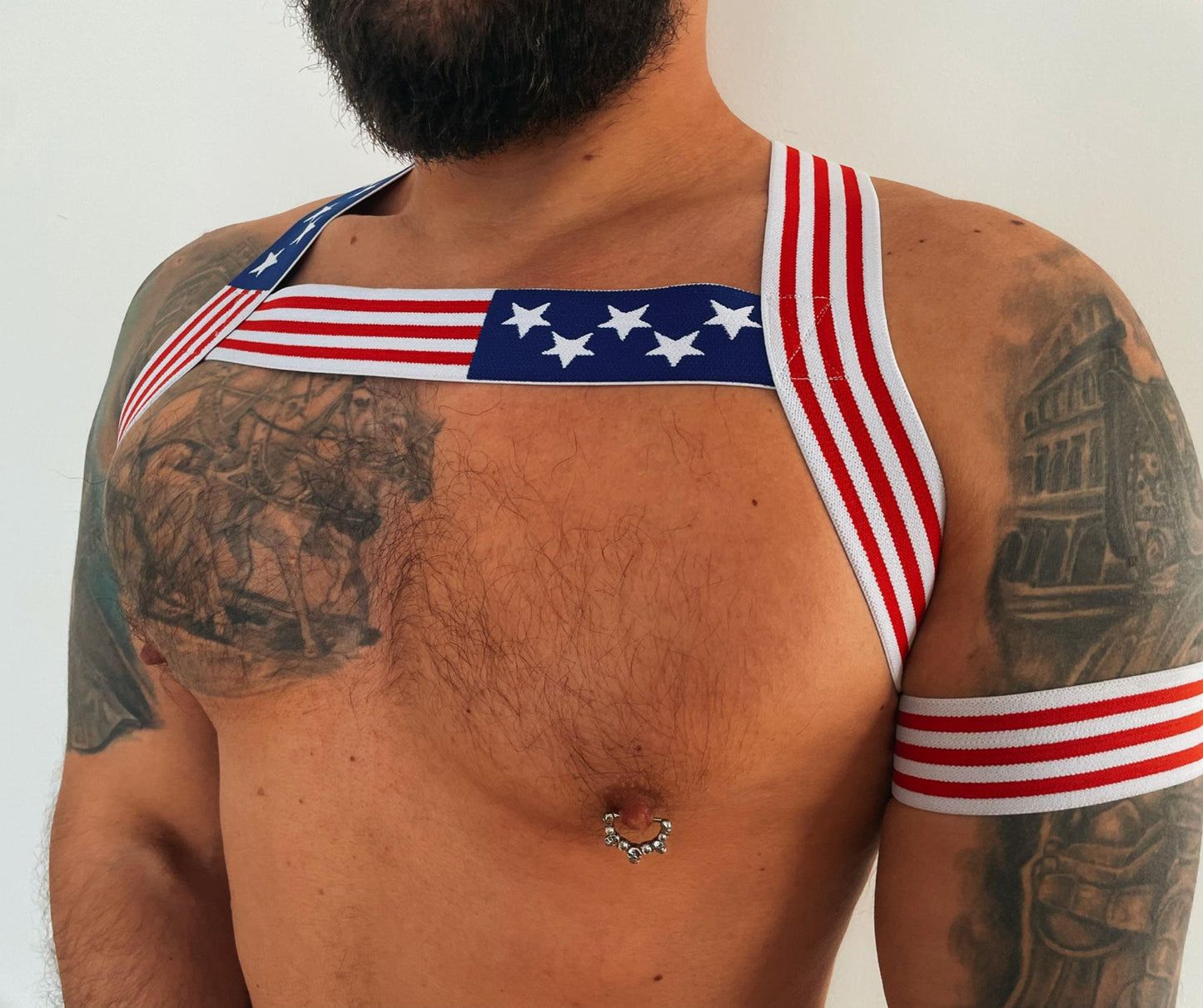USA Pride Elastic Body Harness: Gay Clubwear Costume