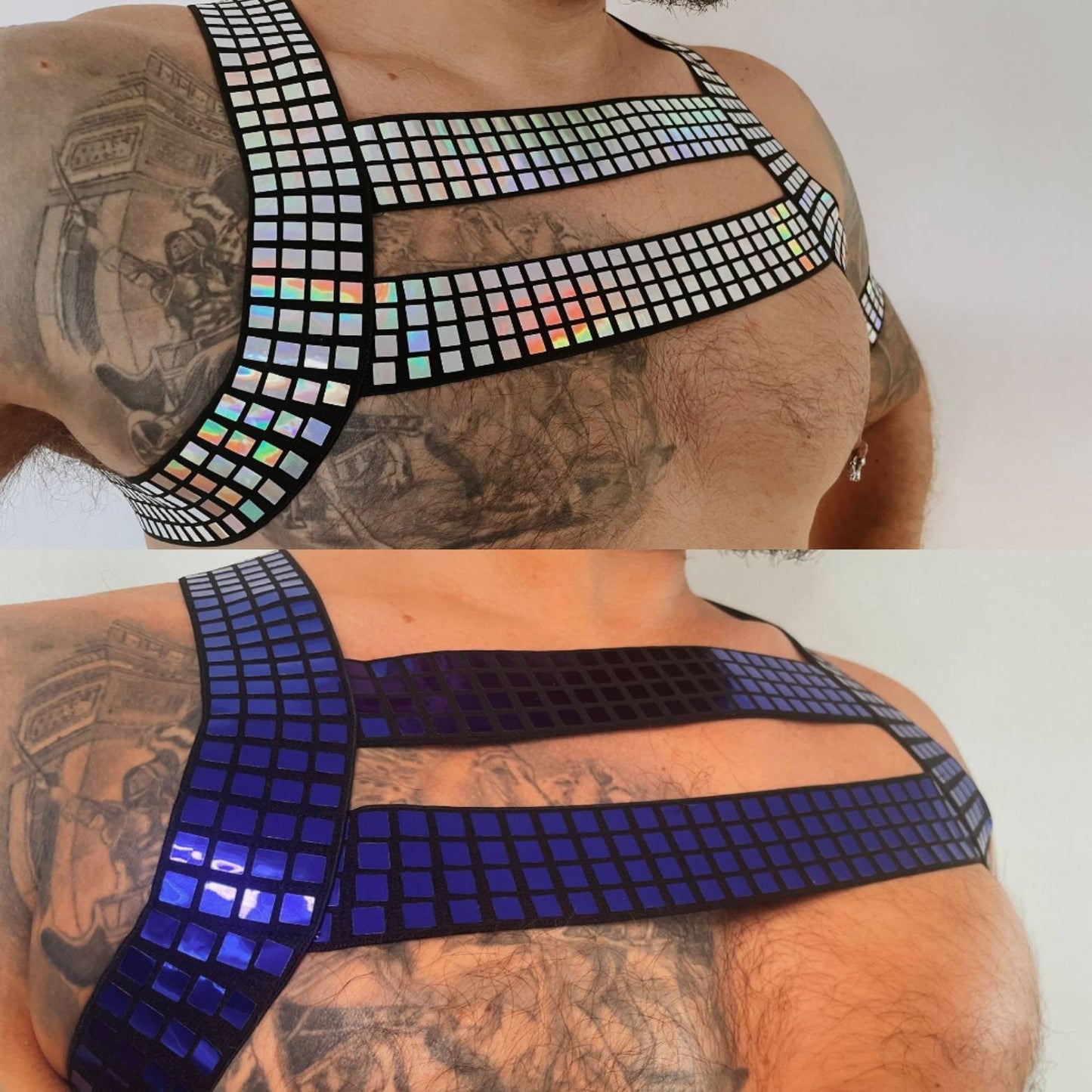 Reflective Elastic Body Harness: Purple Blue Laser Armband, Clubwear Costume