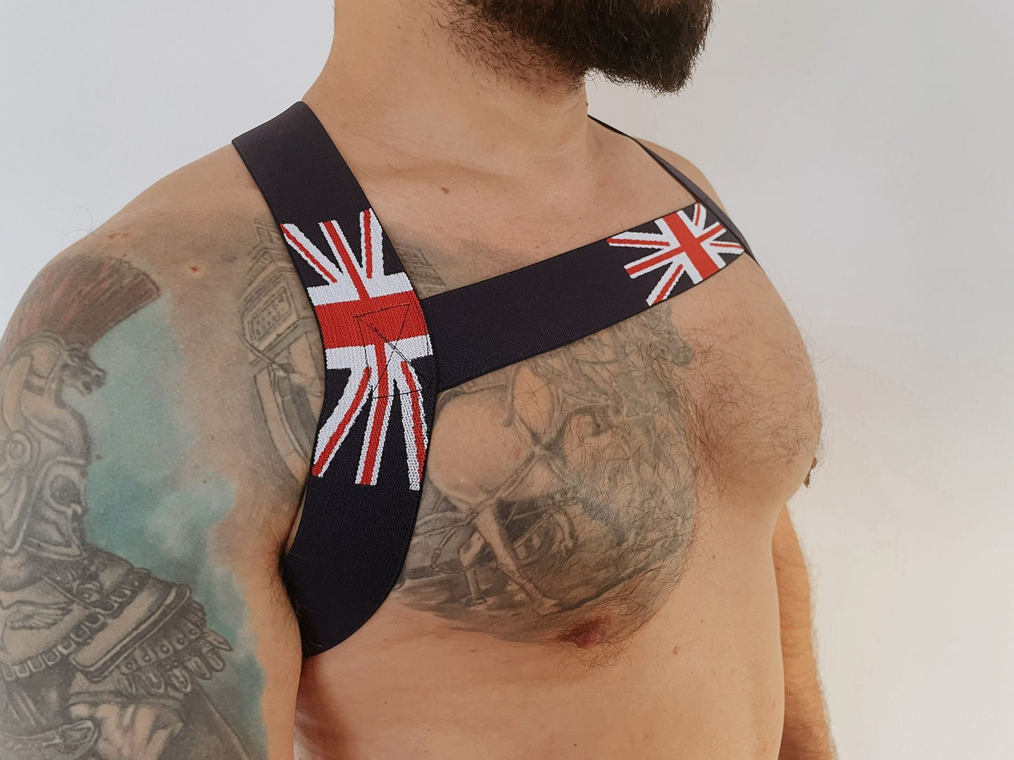 British flag elastic gay pride party male outfit harness + arm band.