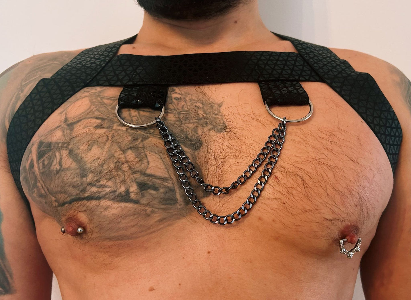 Handmade Fetish eco leather elastic gay male party pride LGBTQ outfit harness ecoleather