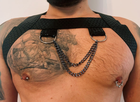 Handmade Fetish eco leather elastic gay male party pride LGBTQ outfit harness ecoleather