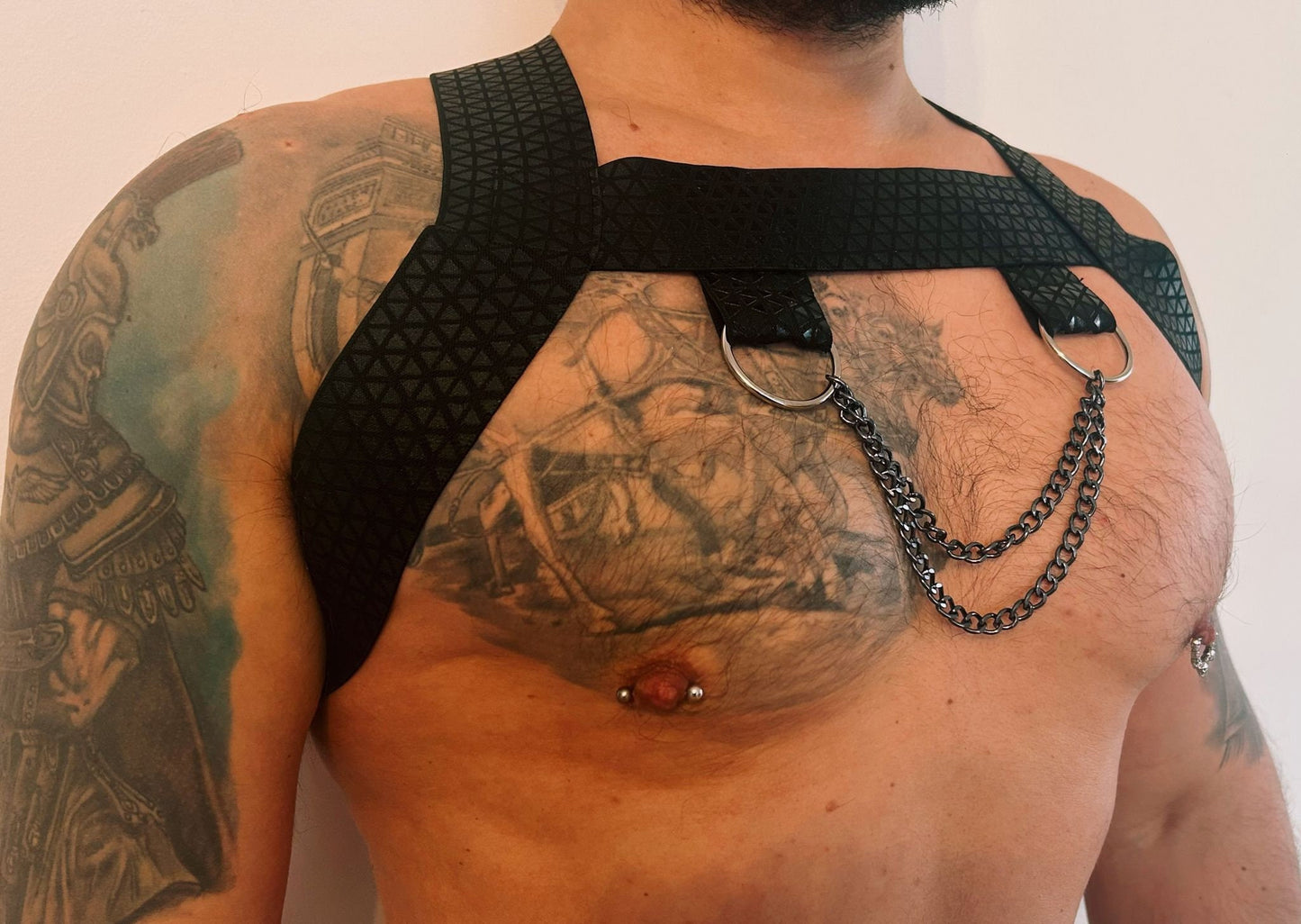 Handmade Fetish eco leather elastic gay male party pride LGBTQ outfit harness ecoleather