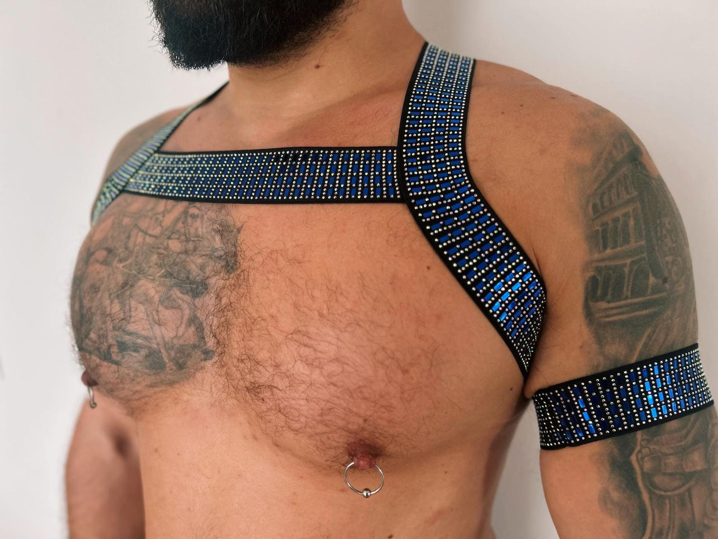 Sparkle Elastic Male Harness: Gay Pride Outfit + Arm Band
