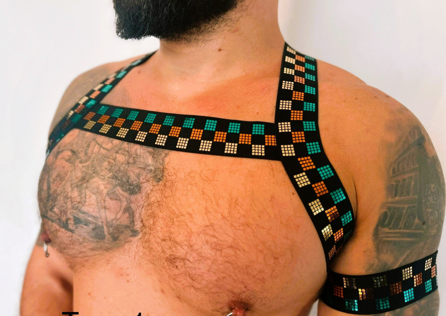 Kubisches elastisches Partygeschirr für Herren + Armband.