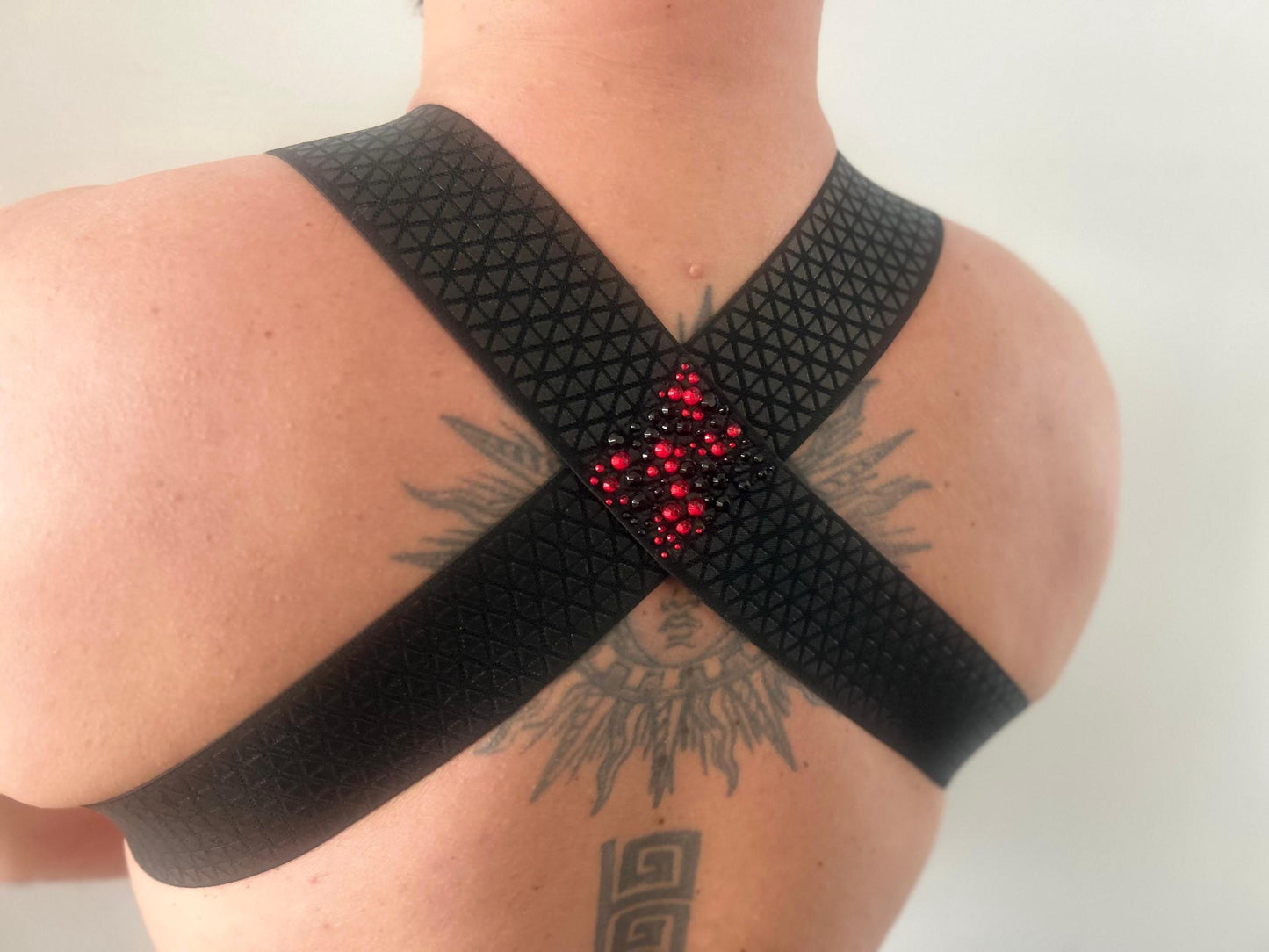 Eco Leather Gay Pride Harness: Handmade Crystal Party Outfit