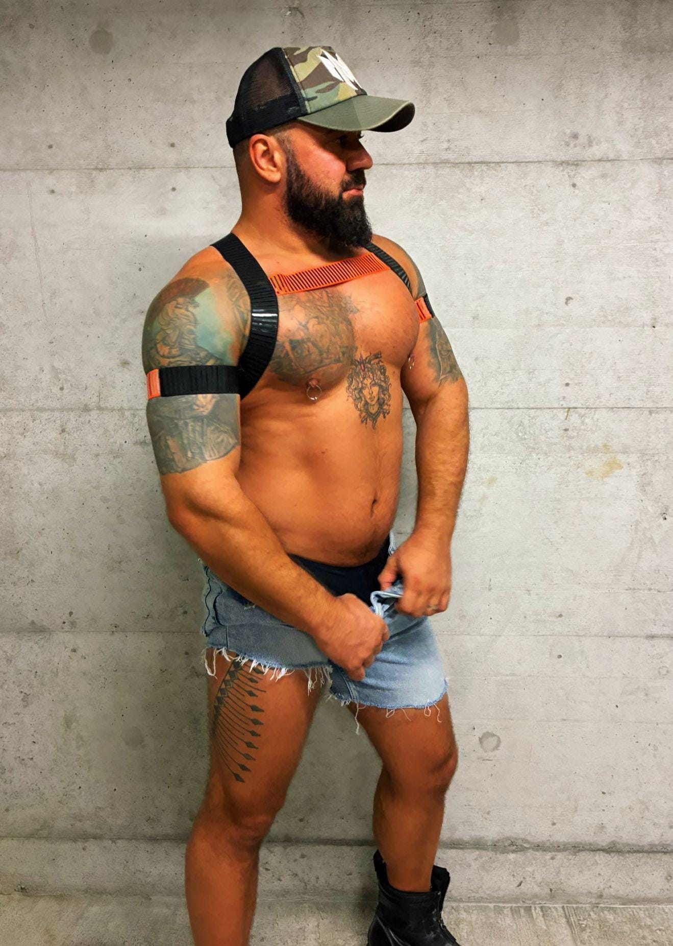 Elastic handmade male gay party outfit harness Halloween